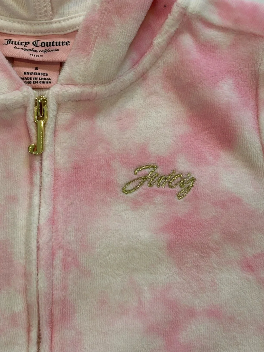 Juicy Couture Pink and White Tie Die Hoodie Girls 5 - Picture 3 of 4